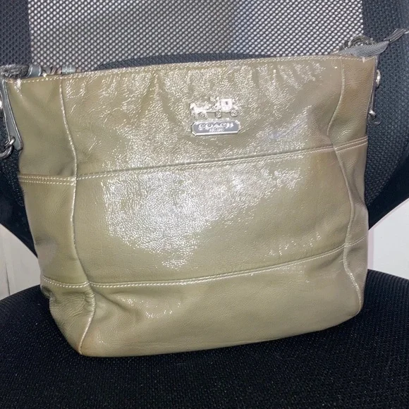 🌹4FER COACH MADISON CALF LEATHER OLIVE GREEN SHINY SATCHEL BAG. 2009 BUNDLE - Picture 2 of 14